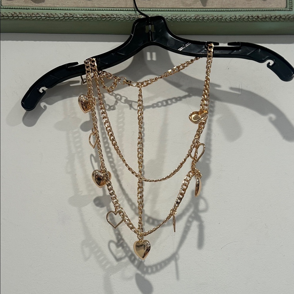 Gold Heart Charm Y2K double layer one size adjustable belt women’s
